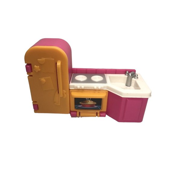 Fisher Price My First Dollhouse Kitchen Refrigerator Sink Stove Pink Orange 1 Pc - Picture 2 of 12